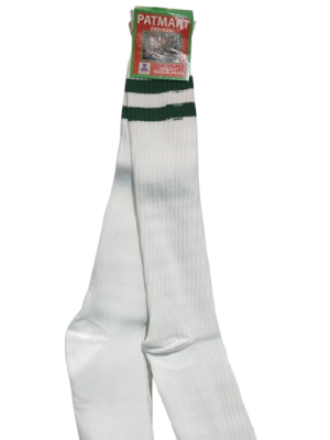 Patmart White Green Stripes Socks Large